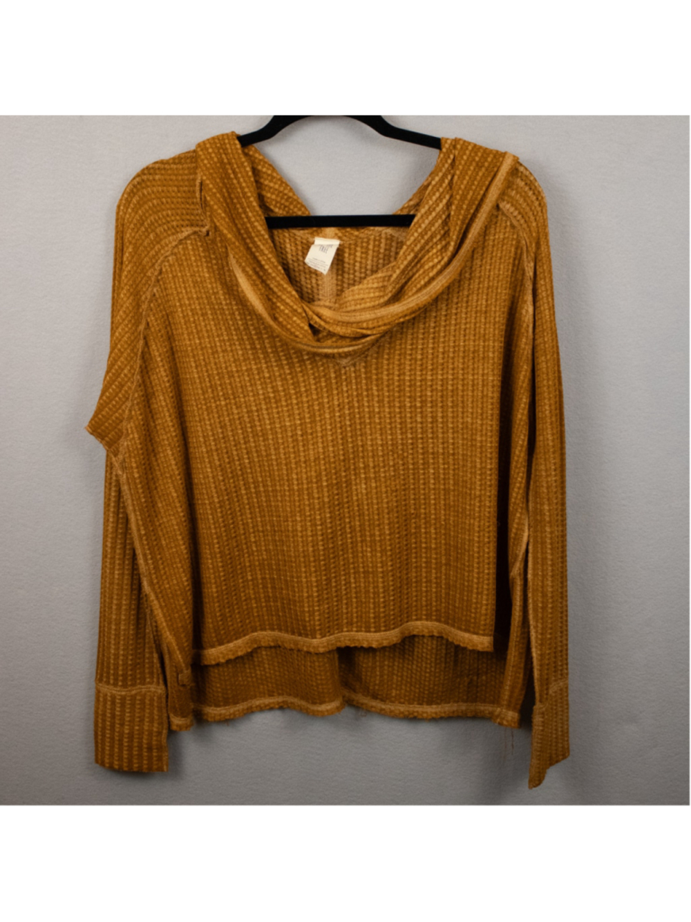 Free People Wildcat burnt orange waffle knit cowl neck sweater-S